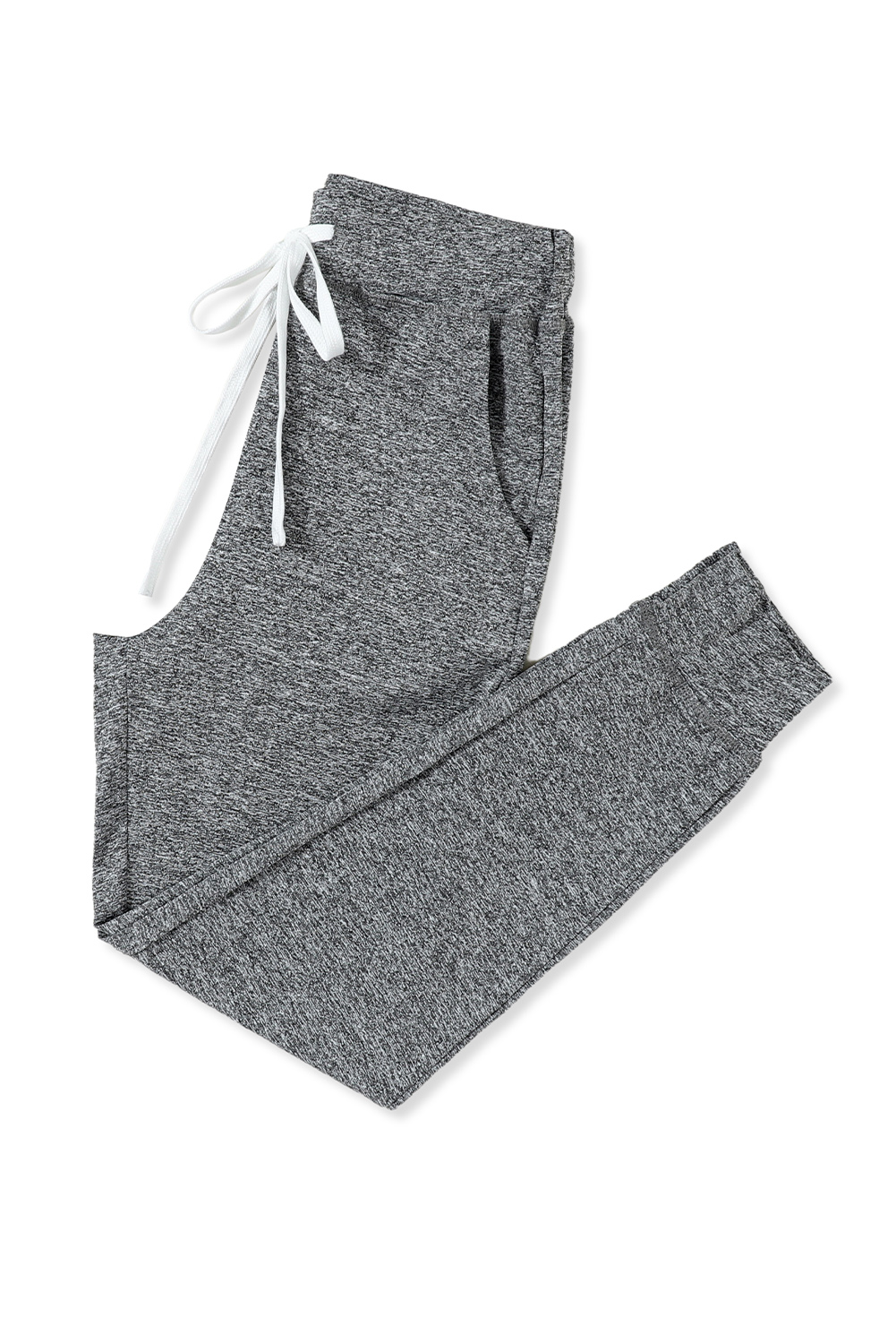 Gray Drawstring Elastic Waistband Pocketed Joggers view 10