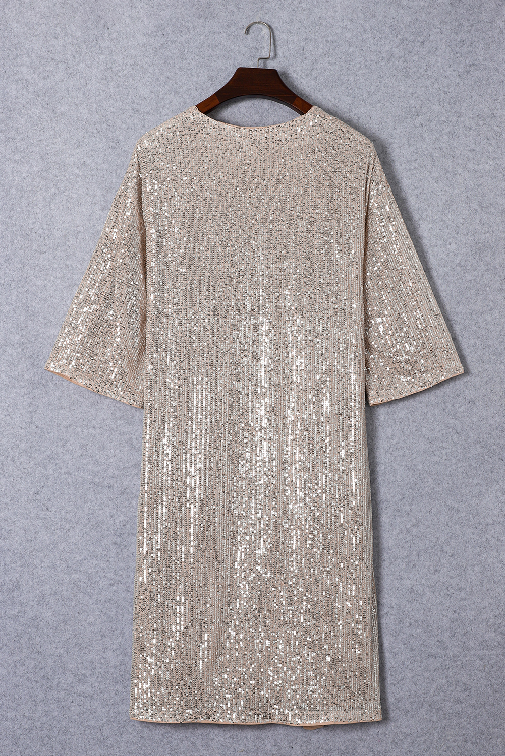Apricot Sequin 3/4 Sleeve Open Front Duster Kimono view 11