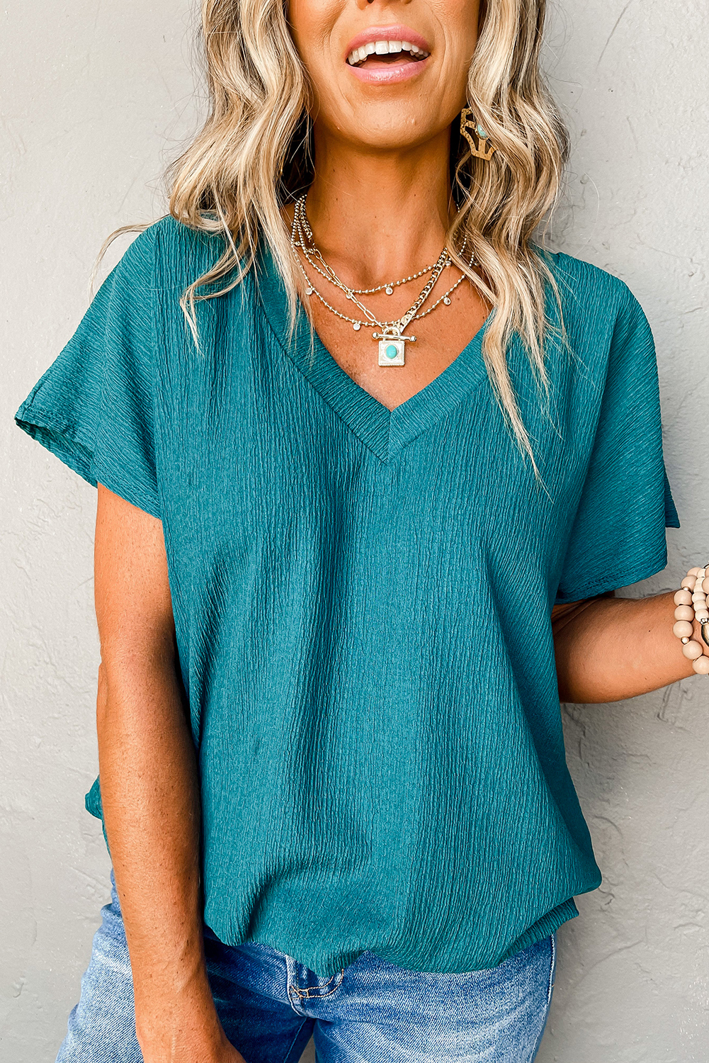 Stylish Comfortable V-neck Wide Sleeve Tie-up Loose Romper