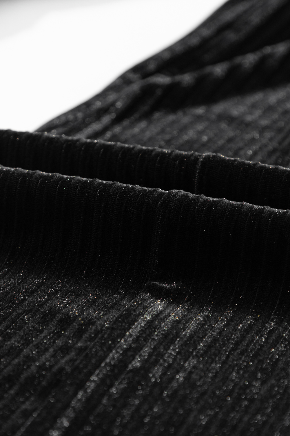 Black Solid Color High Waist Flare Corduroy Pants view 6