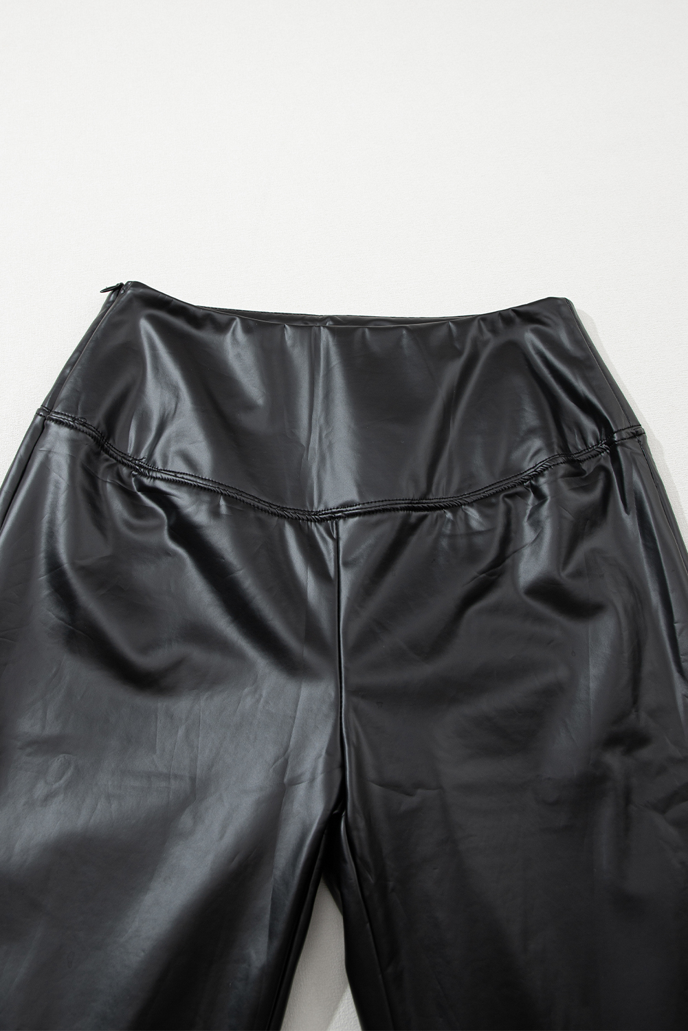 Black Faux Leather Zipped Detail Leggings view 11