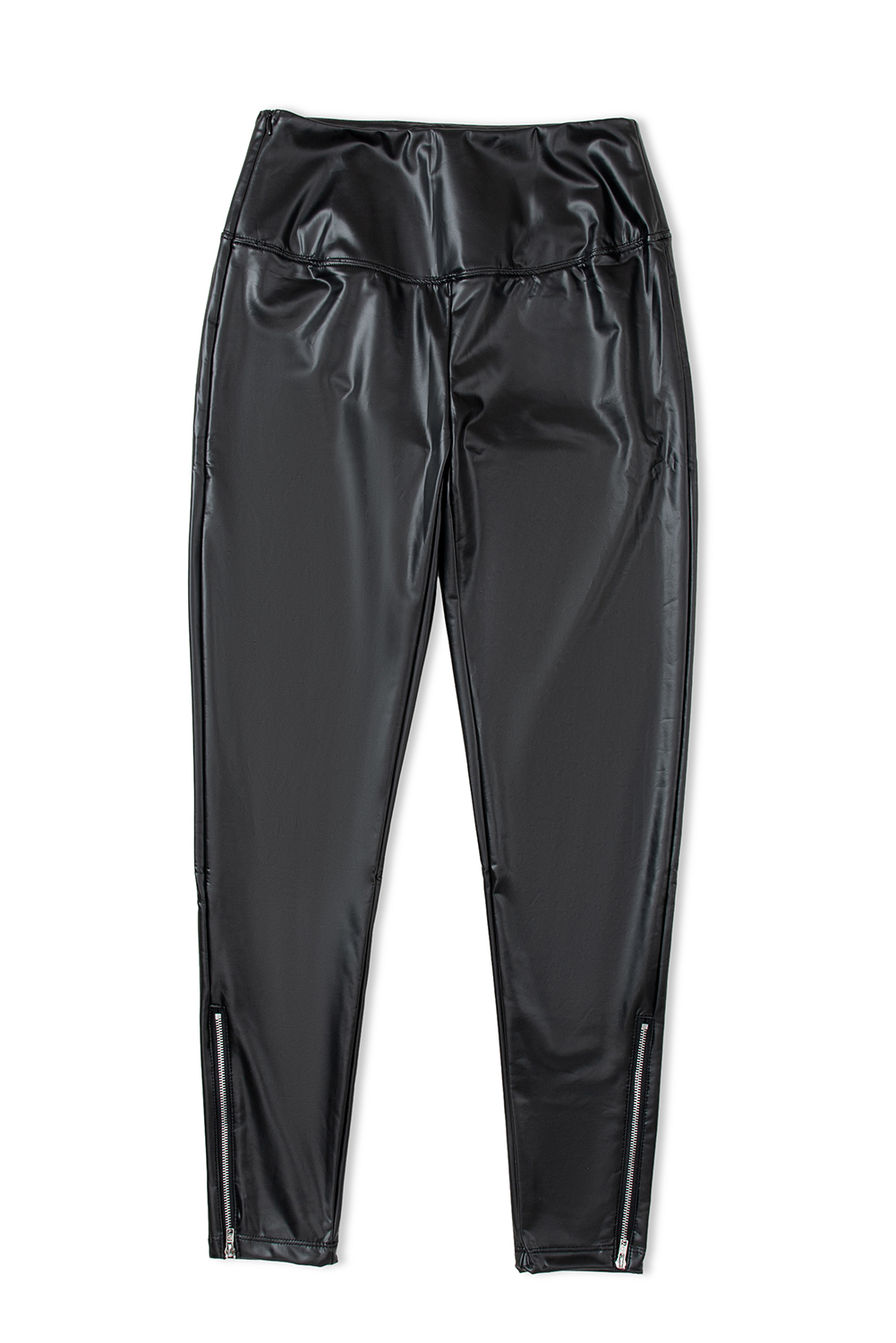Black Faux Leather Zipped Detail Leggings view 7