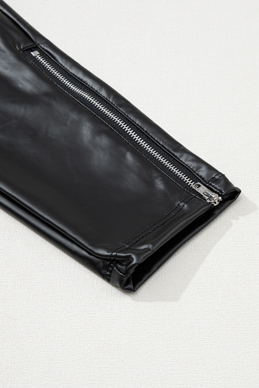 Black Faux Leather Zipped Detail Leggings view 13