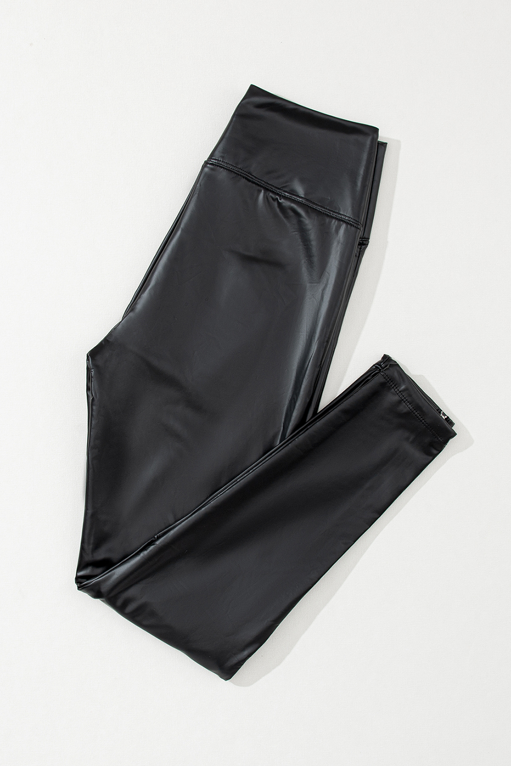 Black Faux Leather Zipped Detail Leggings view 10