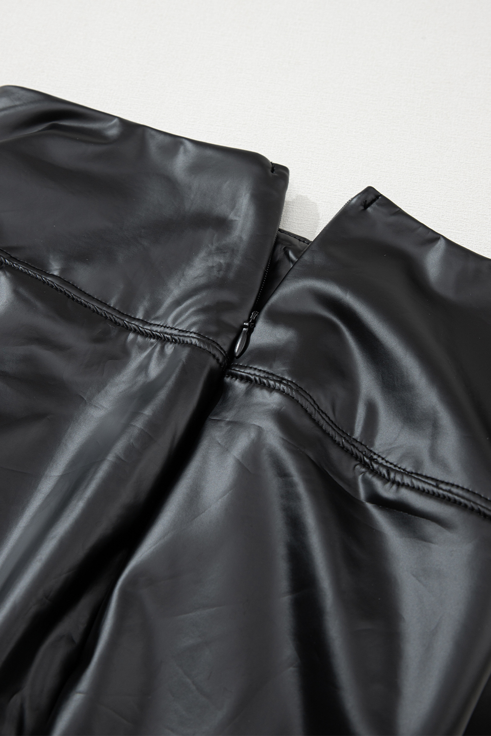 Black Faux Leather Zipped Detail Leggings view 12