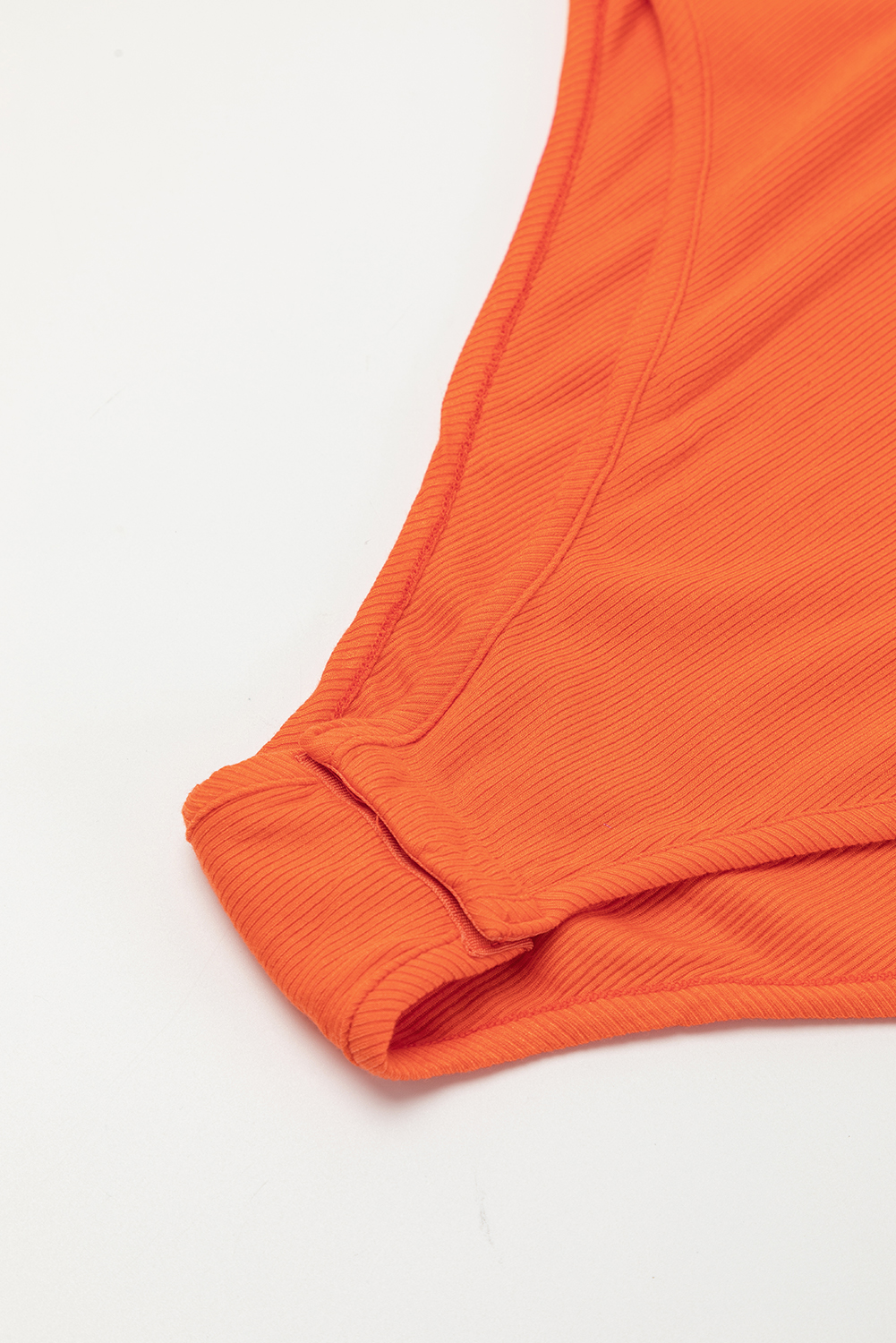 Orange Ribbed Knit Tiered Ruffled Sleeve Bodysuit view 18