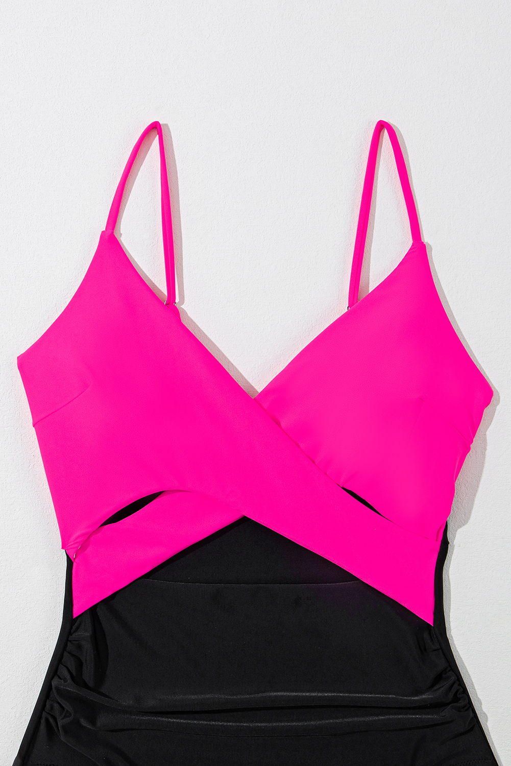 Rose Red Crossover Colorblock Cutout One Piece Swimsuit view 18