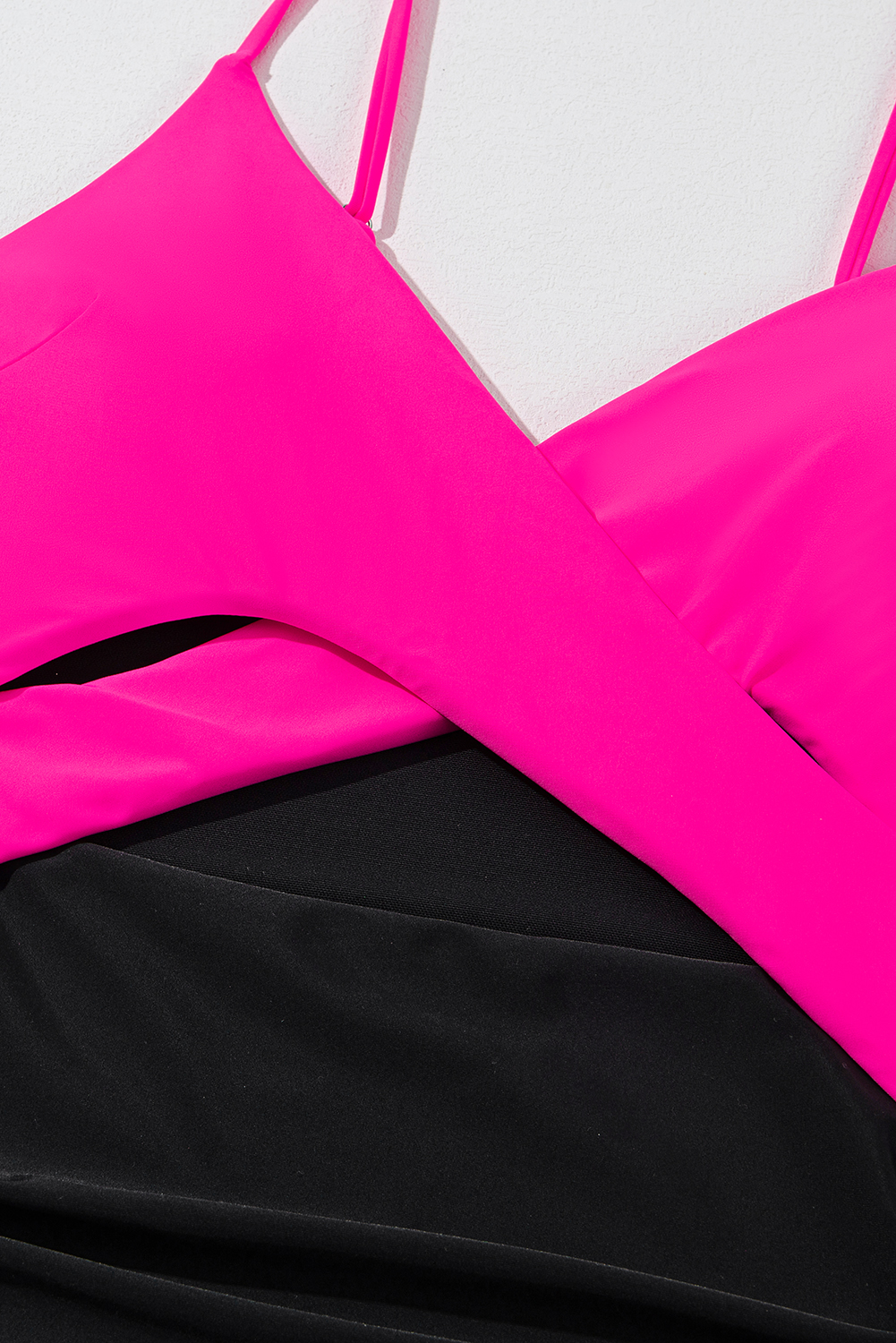 Rose Red Crossover Colorblock Cutout One Piece Swimsuit view 19