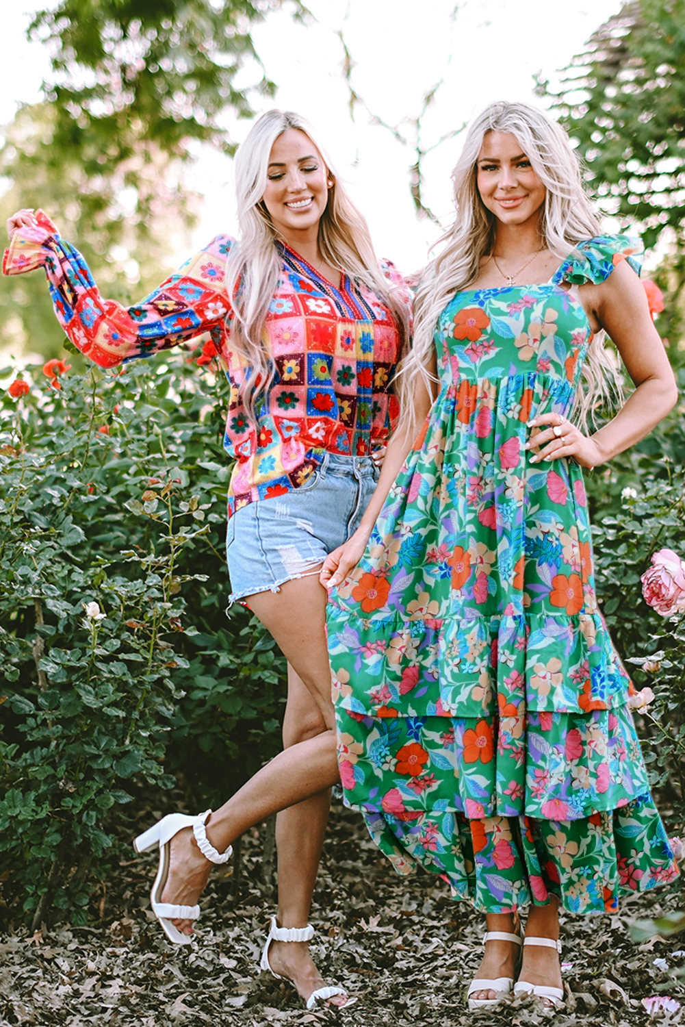 $ 22.32 - Green Floral Print Sleeveless Ruffle Tiered Maxi Dress - ds ...