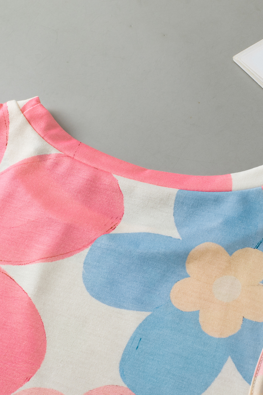 Pink Floral Print Round Neck Sleeveless Top