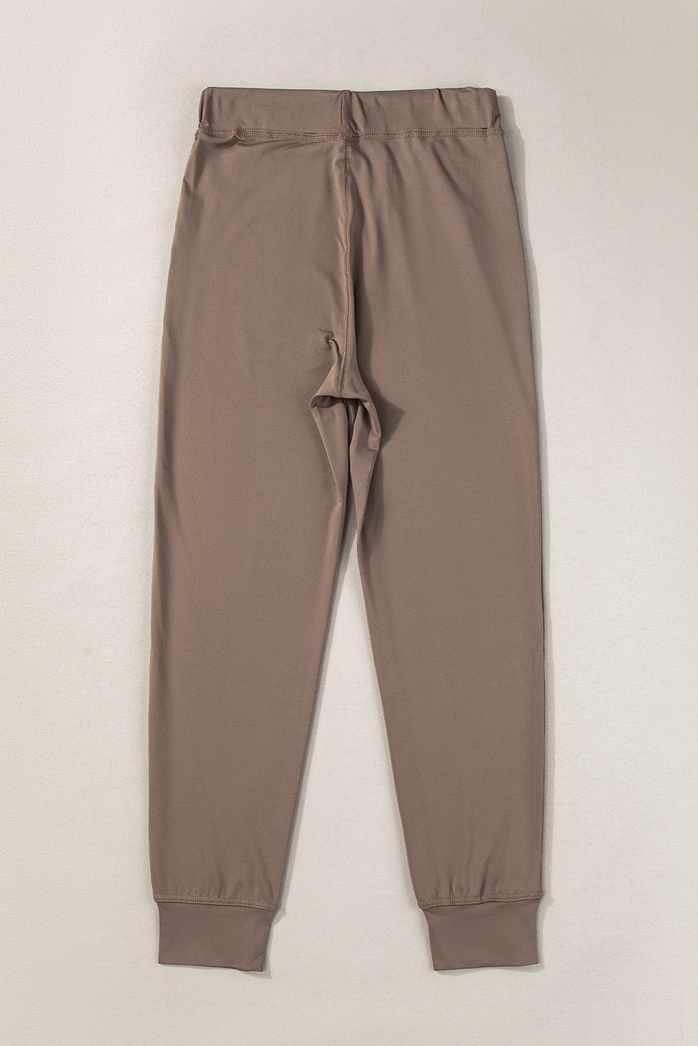 Dark Brown Drawstring Elastic Waistband Pocketed Joggers view 3