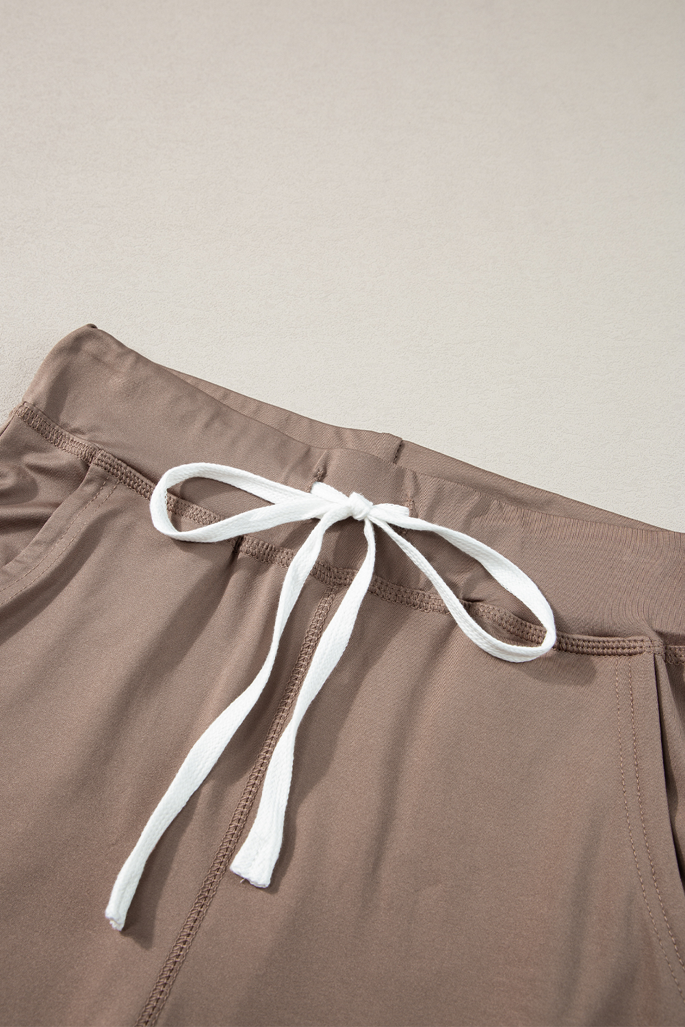 Dark Brown Drawstring Elastic Waistband Pocketed Joggers view 7
