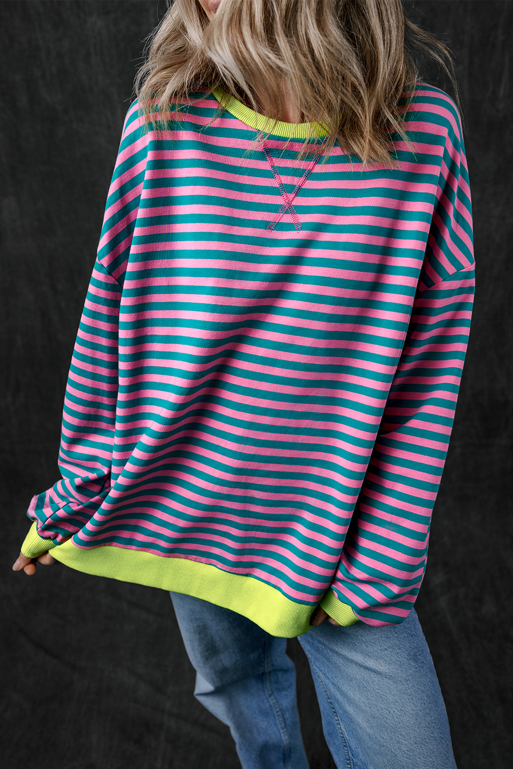 Green Stripe Oversized Sweater
