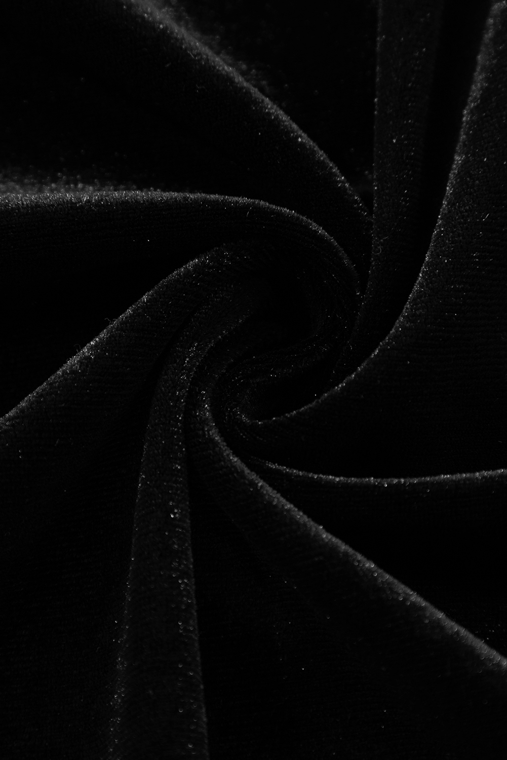 Black Velvet Buttoned Puff Sleeve V Neck Split Midi Dress view 30