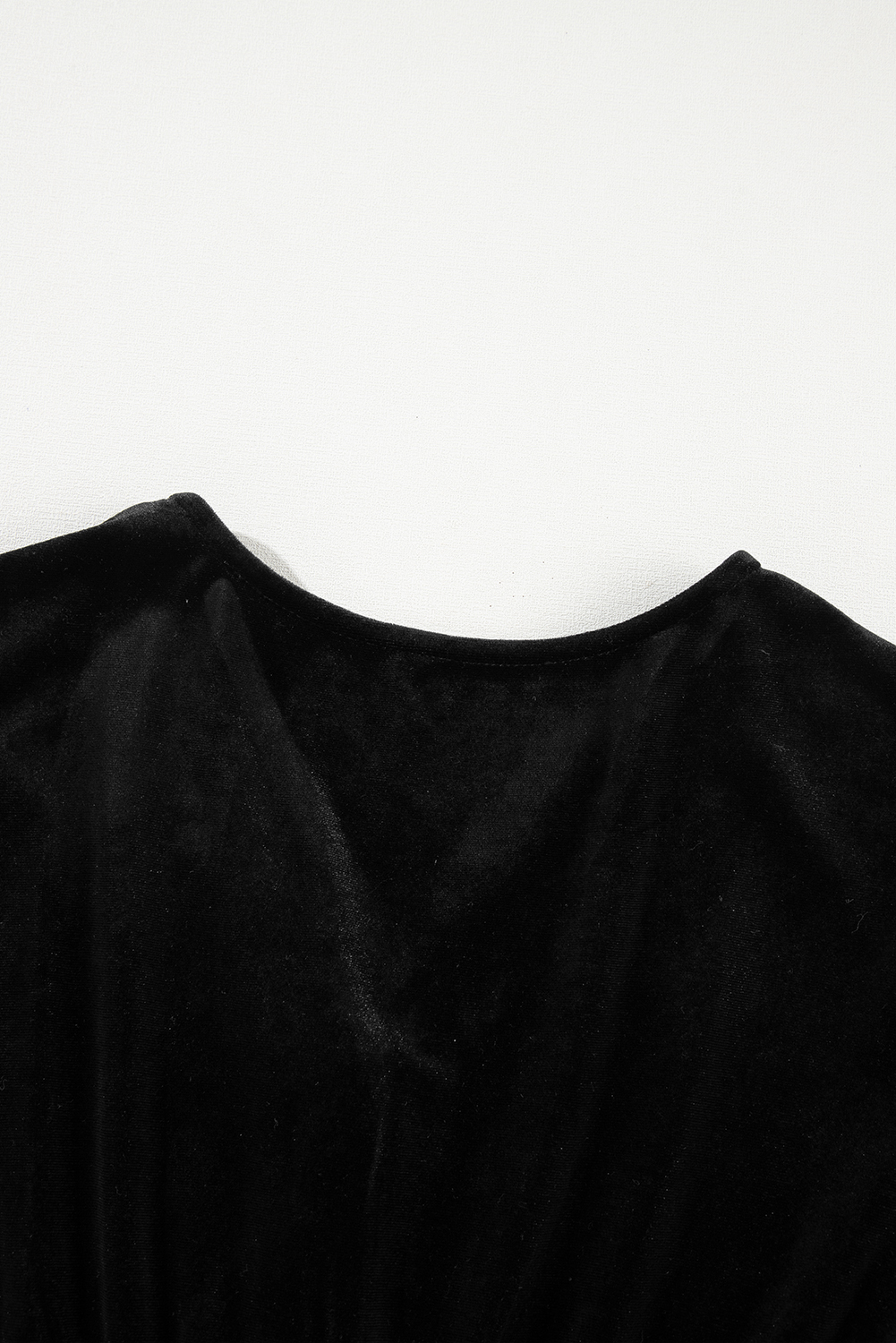 Black Velvet Buttoned Puff Sleeve V Neck Split Midi Dress view 27