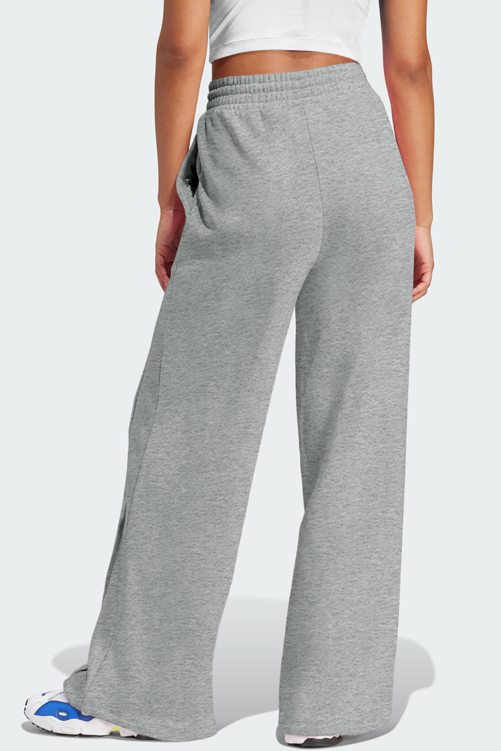 Gray Seamed Drawstring High Waist Wide Leg Sweatpants view 9