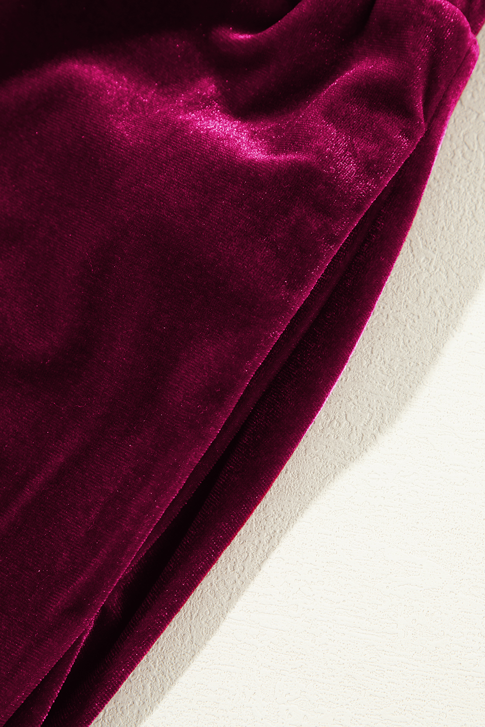 Burgundy Solid Drawstring Waist Wide Leg Pants view 18
