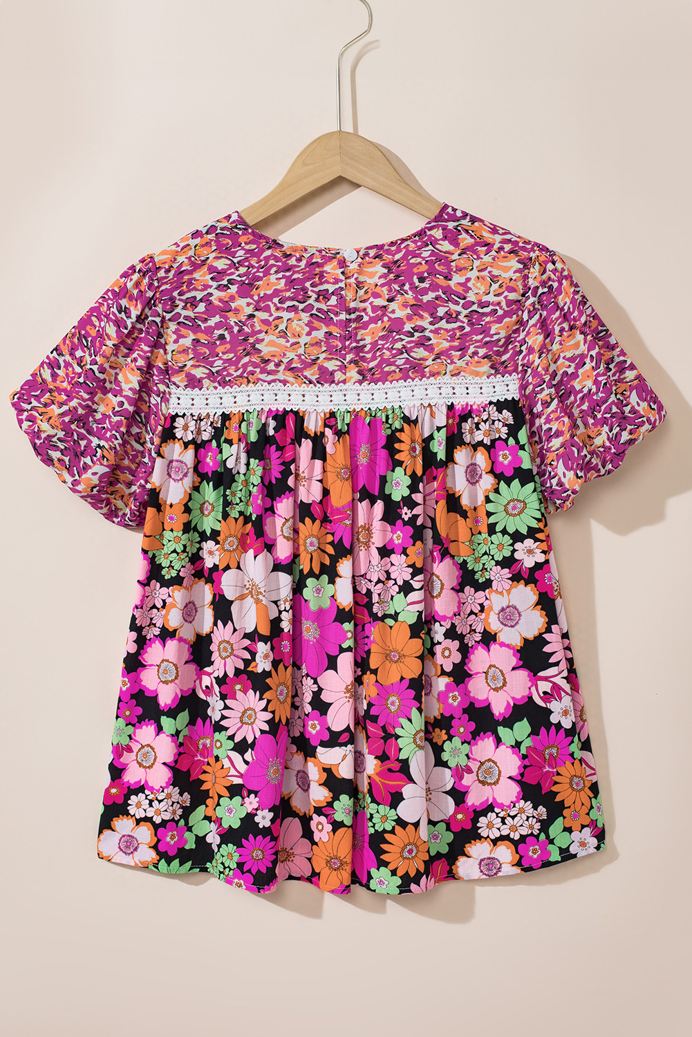 FLORA SS BLOUSE - BLUE STRIPE RED HEART