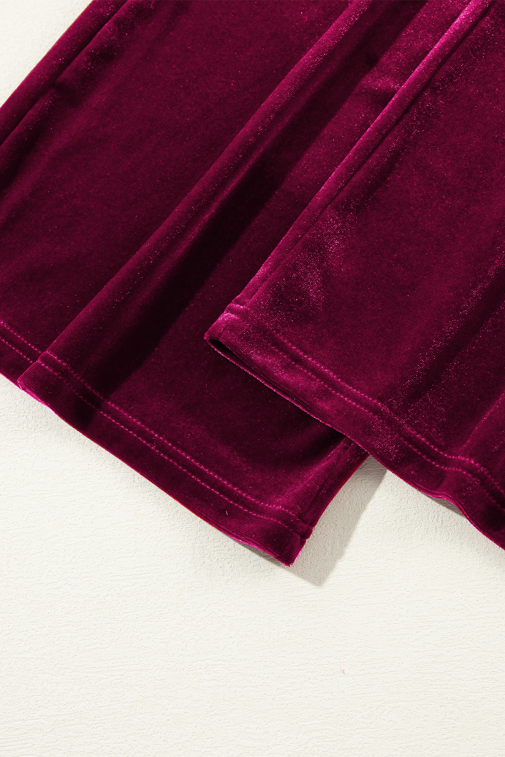 Burgundy Solid Drawstring Waist Wide Leg Pants view 19
