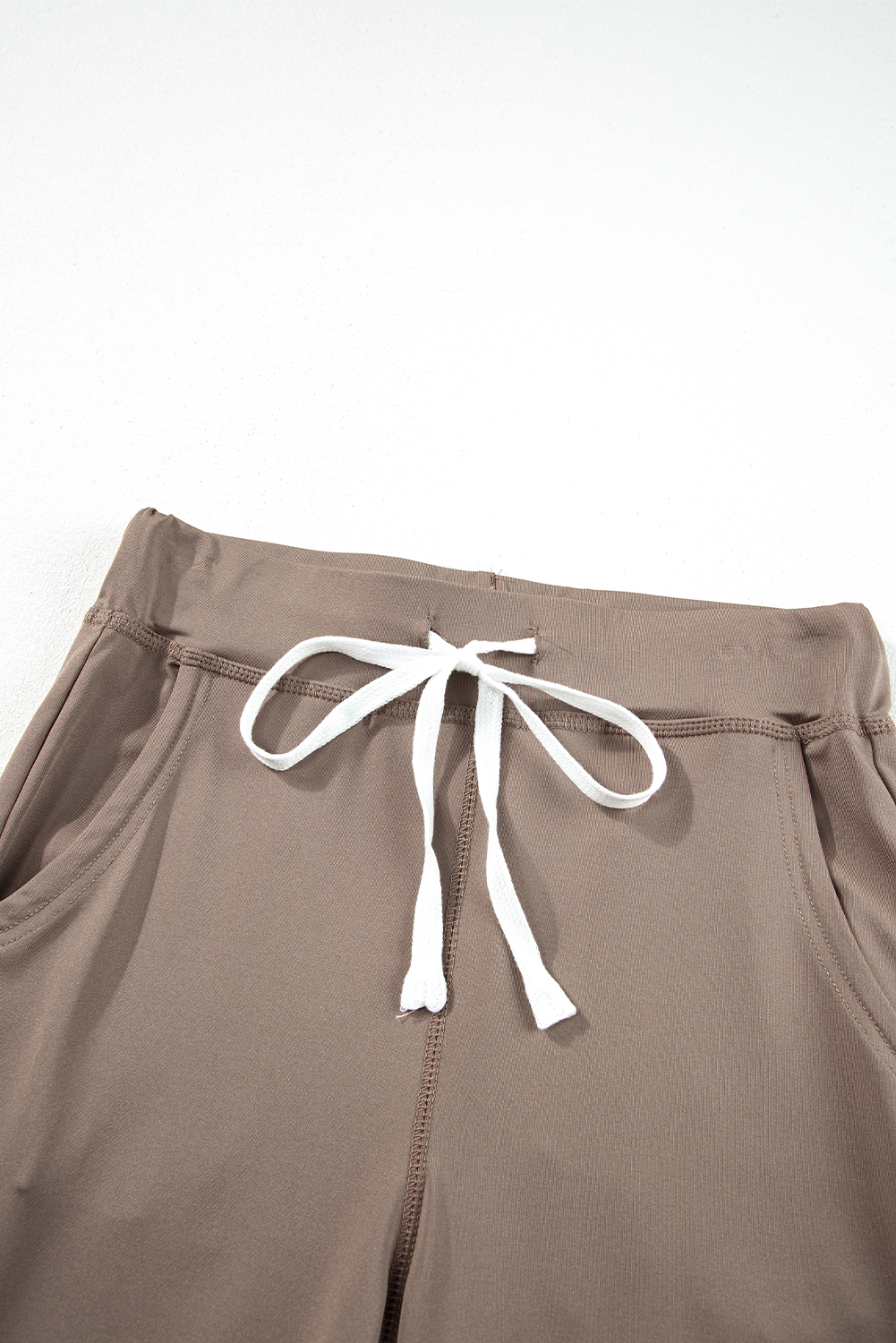 Dark Brown Drawstring Elastic Waistband Pocketed Joggers view 14
