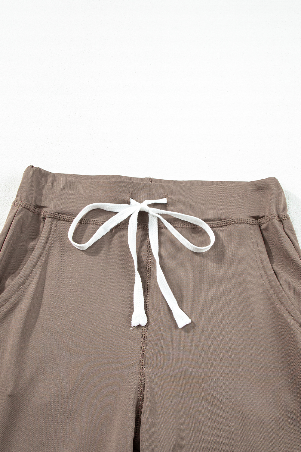 Dark Brown Drawstring Elastic Waistband Pocketed Joggers view 13
