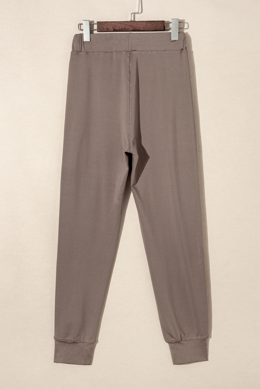 Dark Brown Drawstring Elastic Waistband Pocketed Joggers view 5