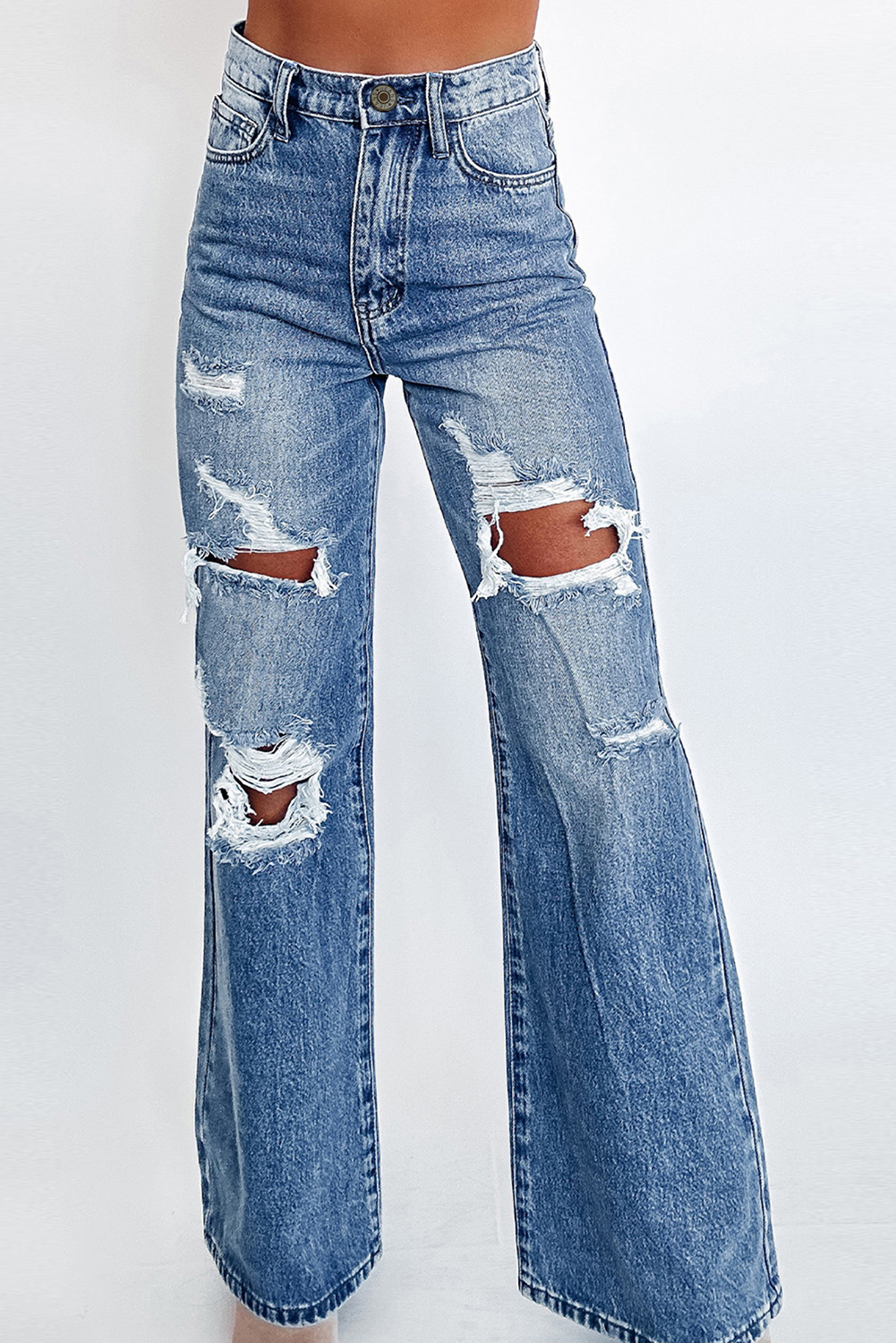 $ 20.63 - Ashleigh Blue Acid Wash Distressed Wide Leg High Waist Jeans ...