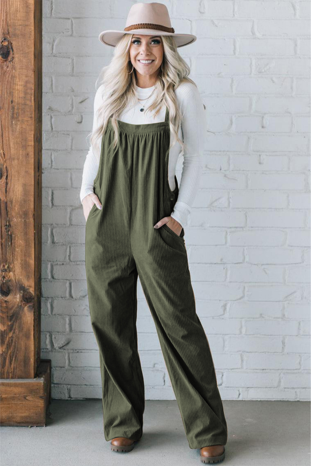 $ 15.83 - Jungle Green Solid Pocketed Loose Fit Corduroy Overall - ds ...