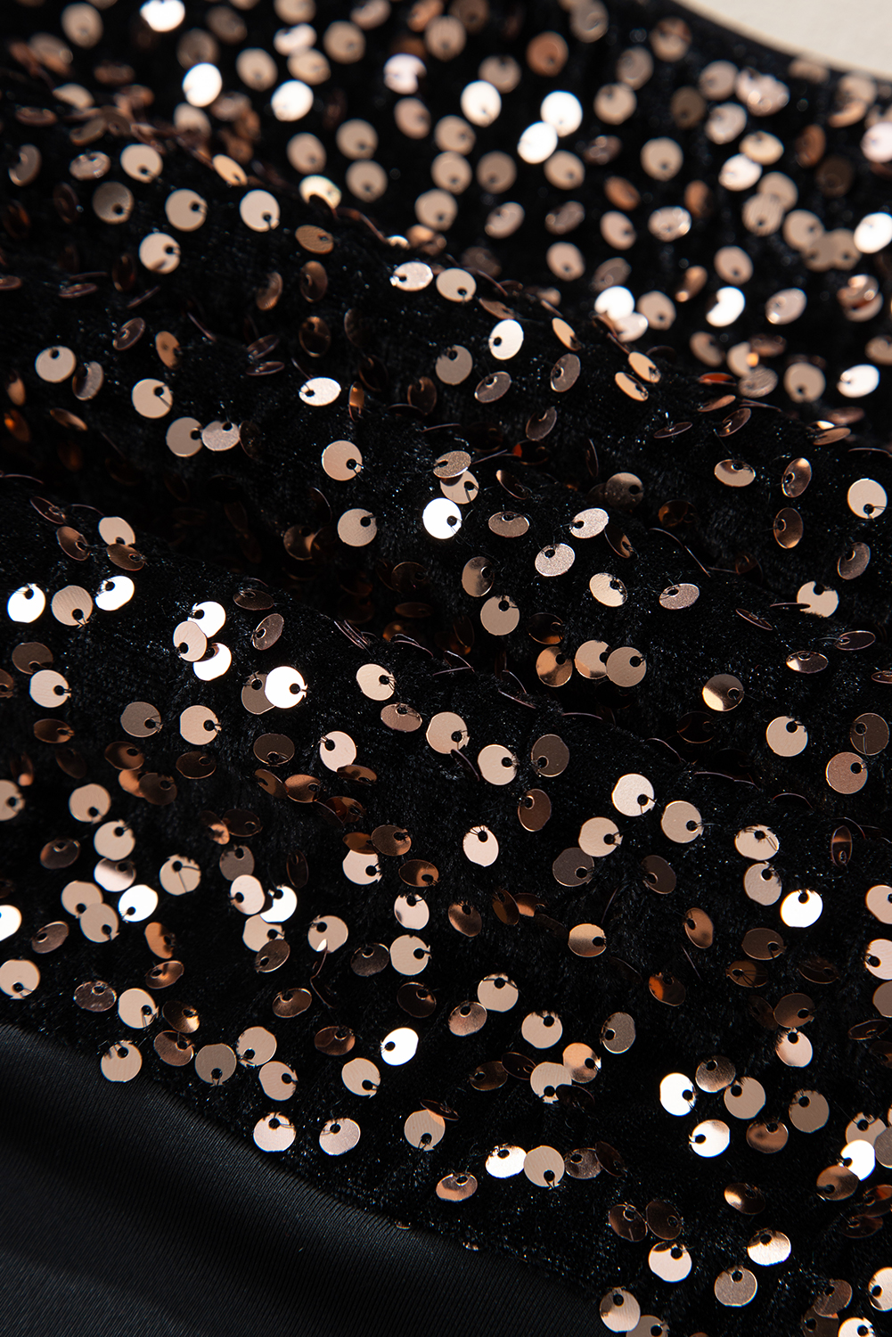 Black Deep V Back Sequin Puff Sleeve Bodysuit view 8