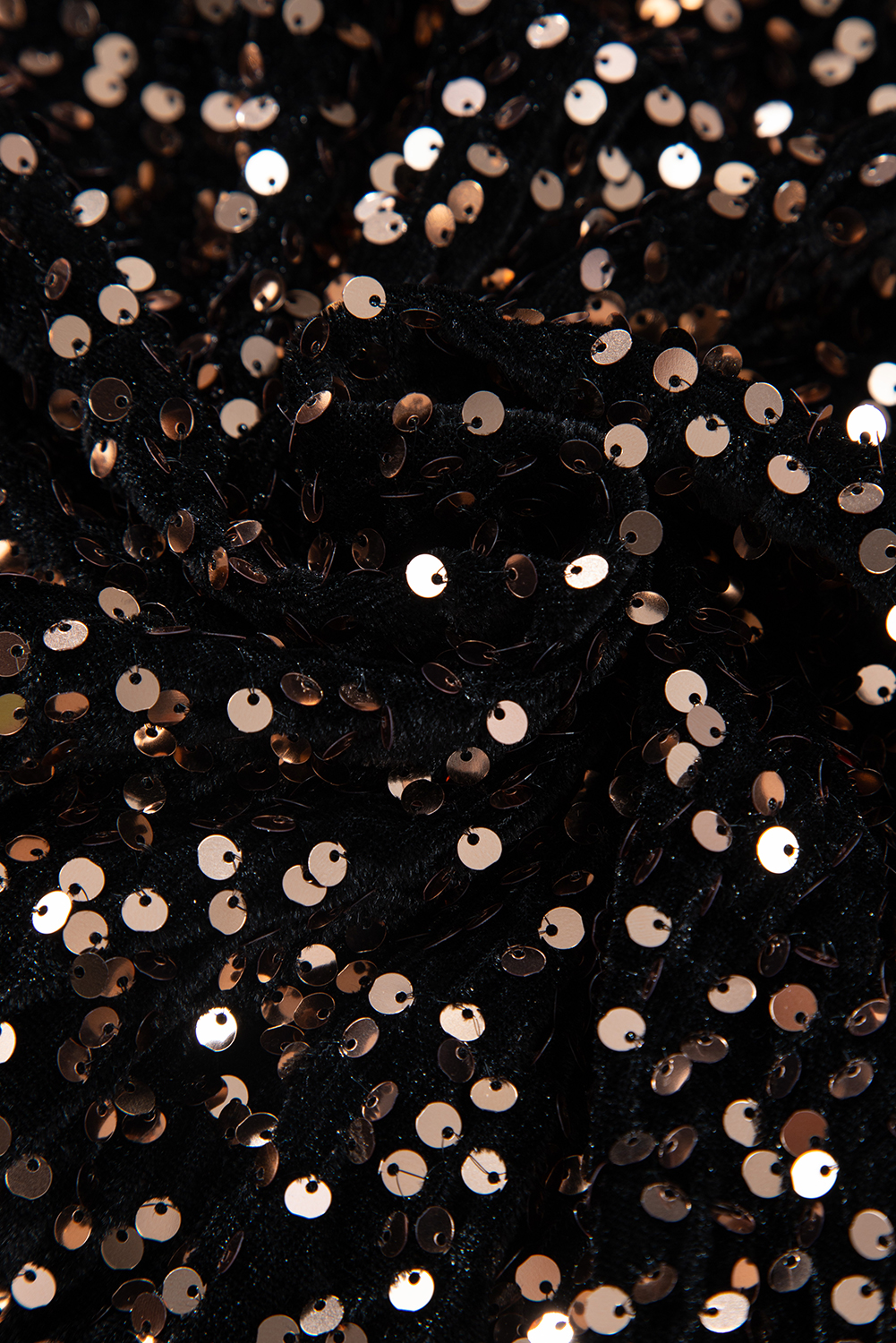 Black Deep V Back Sequin Puff Sleeve Bodysuit view 7