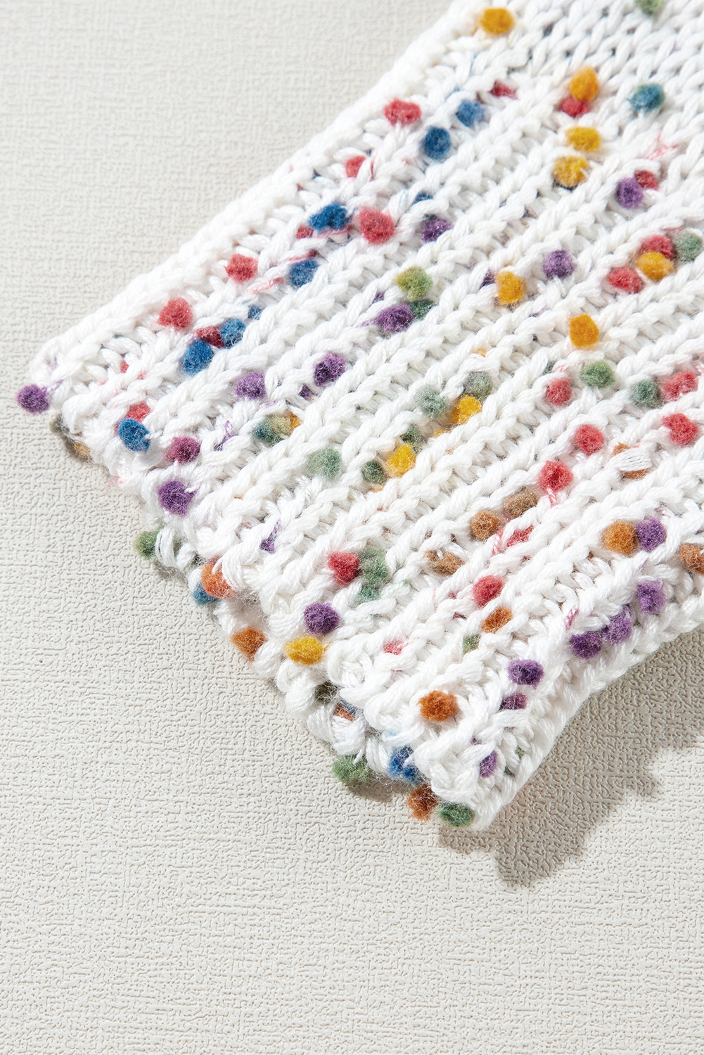 White Confetti Rib Knit Long Sleeve Cardigan view 13