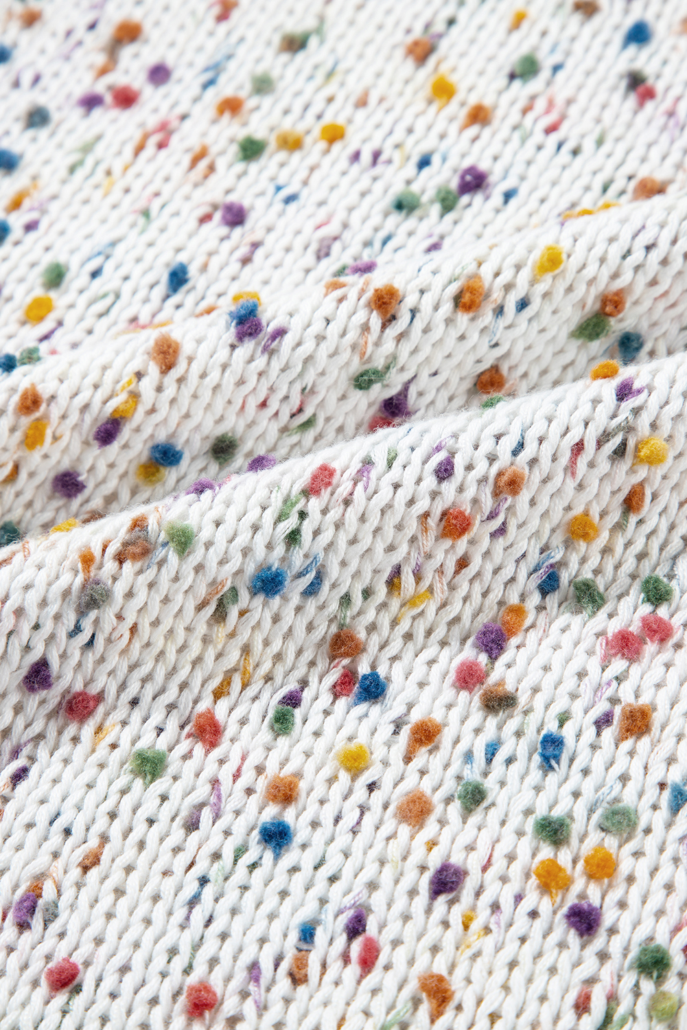 White Confetti Rib Knit Long Sleeve Cardigan view 11