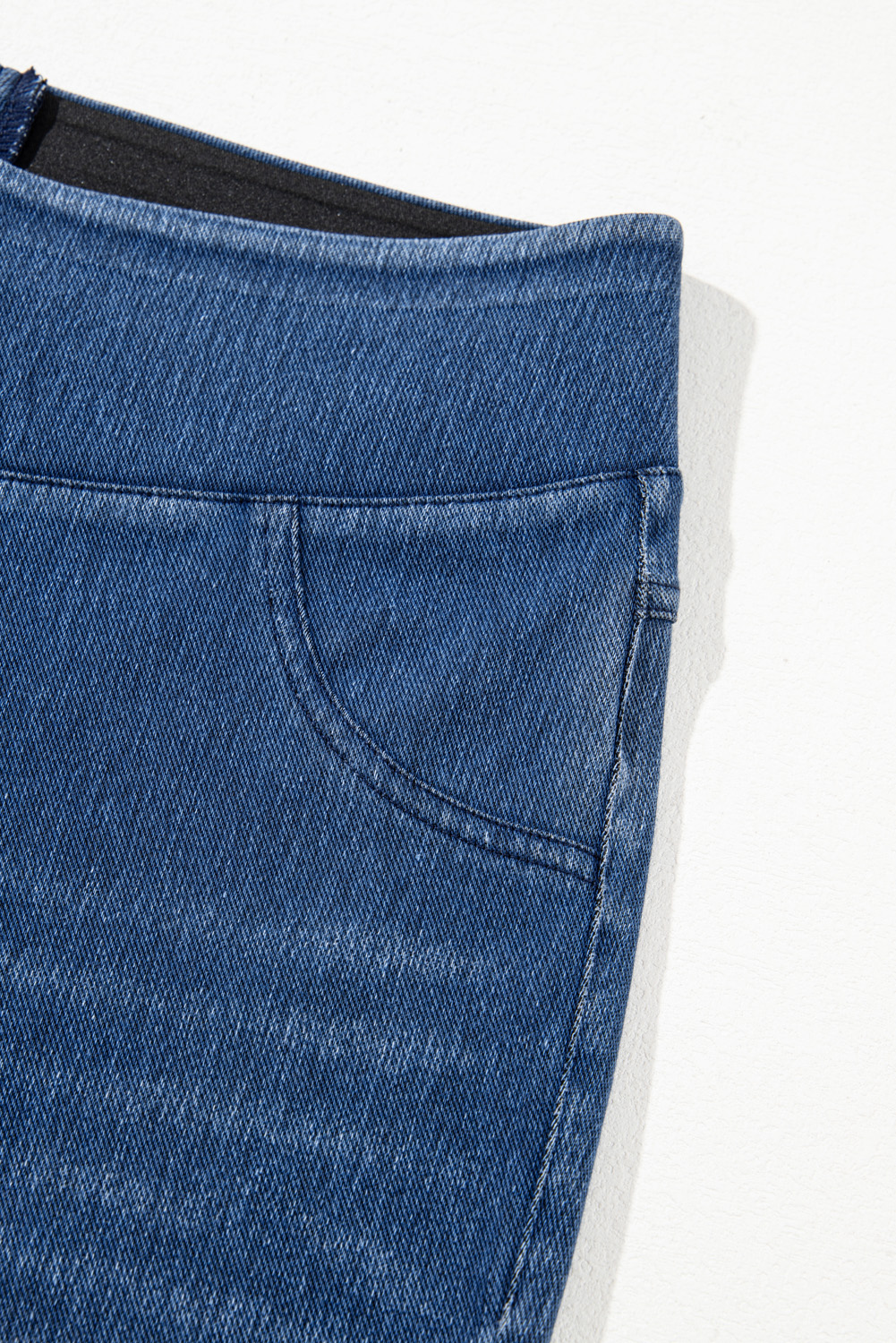 Navy Blue Skinny Elastic Waist Ankle Length Mid Waist Jeggings with Pockets view 12