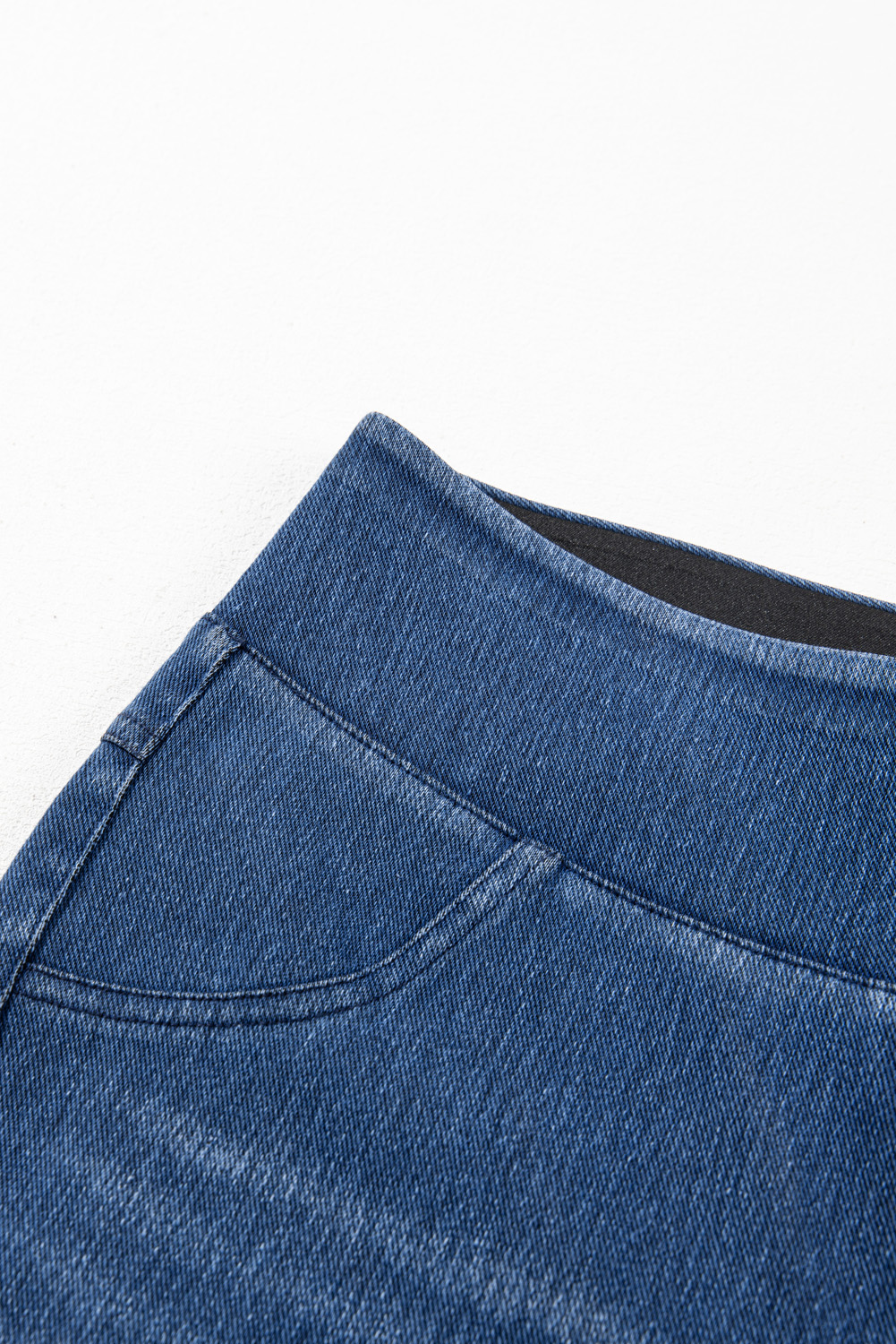 Navy Blue Skinny Elastic Waist Ankle Length Mid Waist Jeggings with Pockets view 13