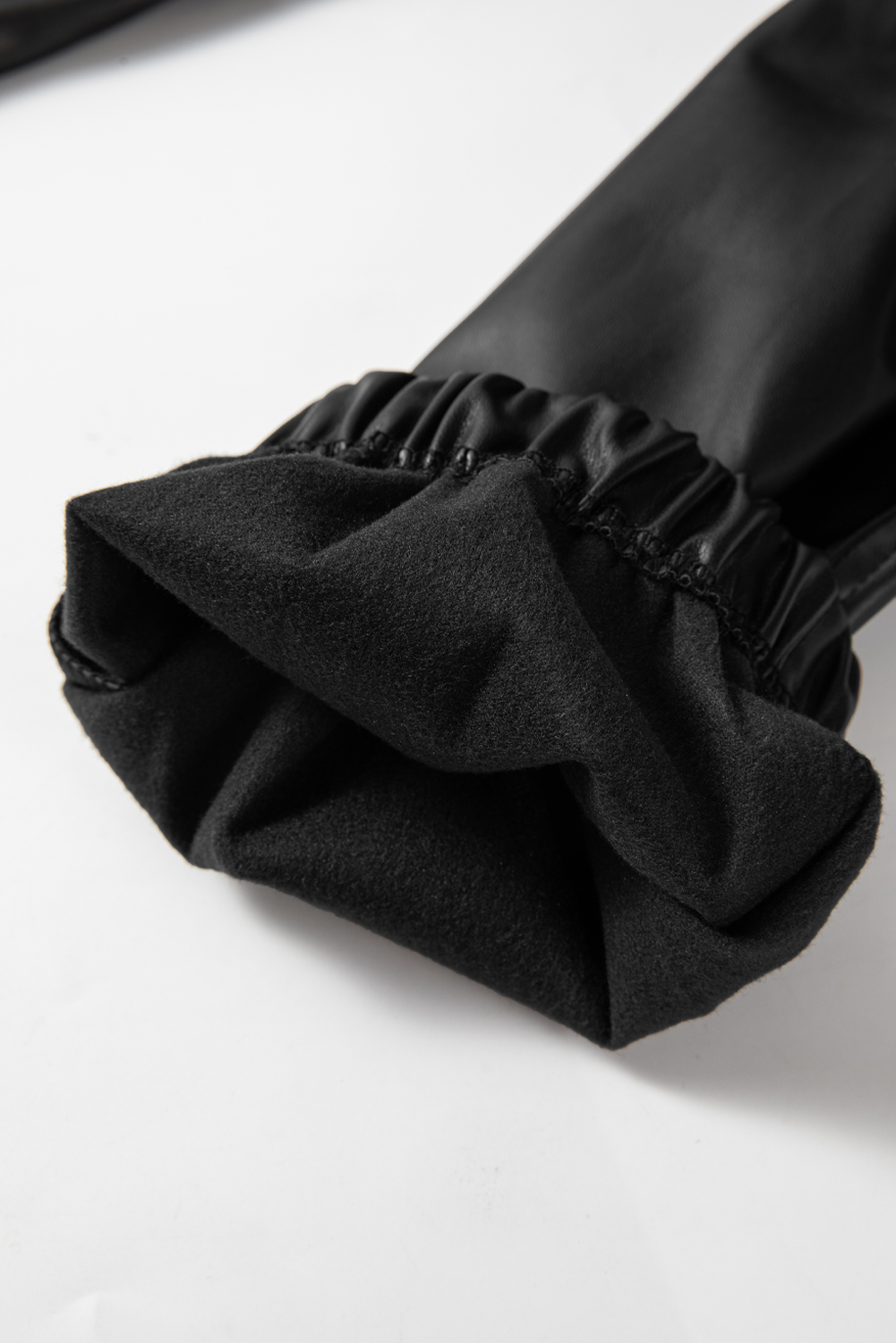 Black Faux Leather Ankle Smocked Waist Drawstring Joggers view 11
