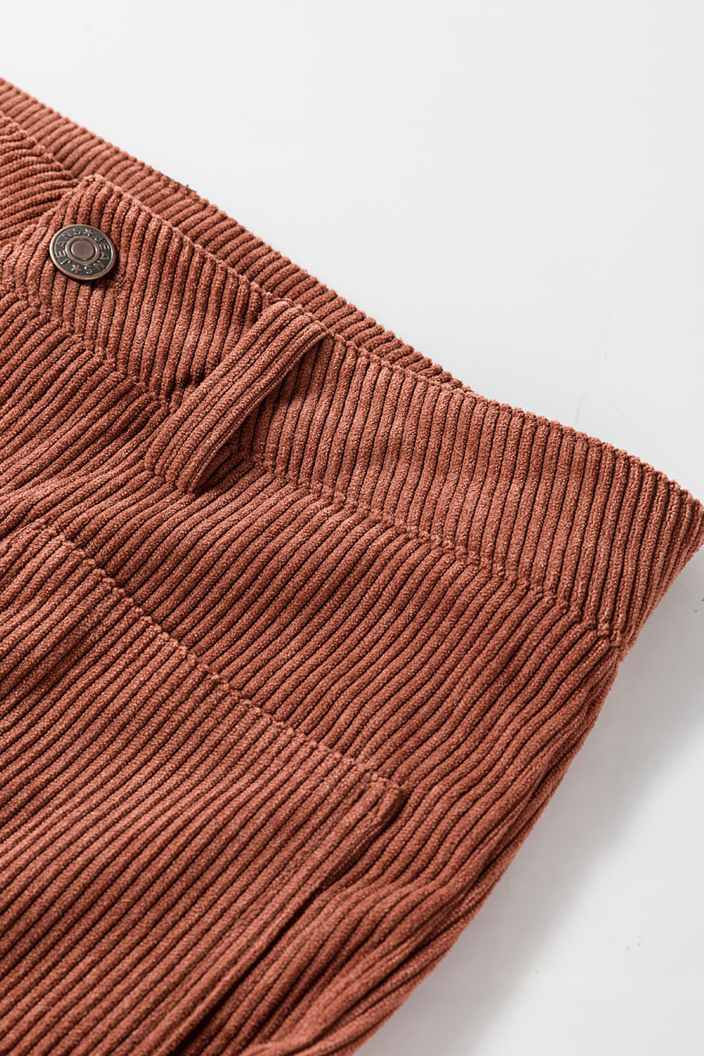 Brown High Waist Square Pockets Corduroy Pants view 8