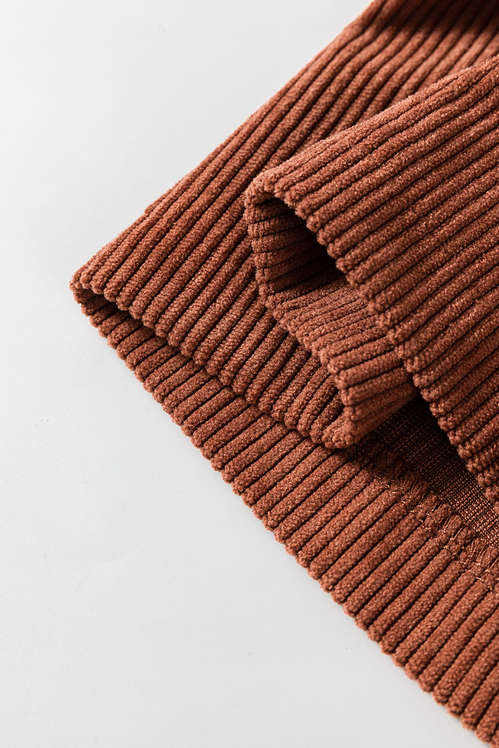 Brown High Waist Square Pockets Corduroy Pants view 5