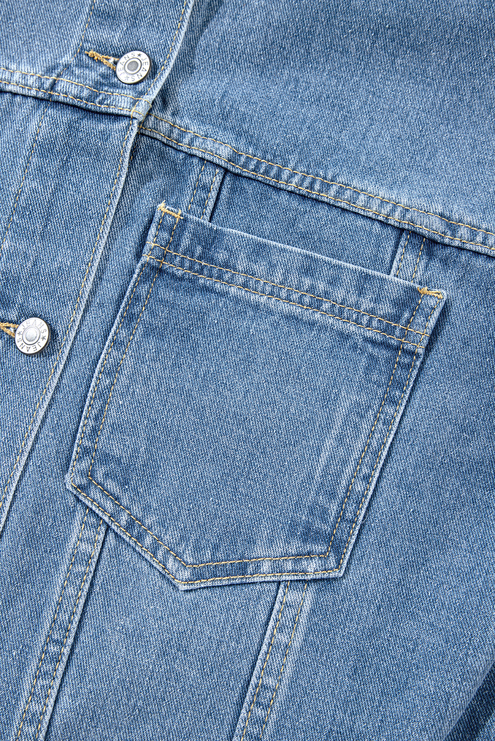 Wild Wind Washed Oversize Pocketed Denim Jacket view 20