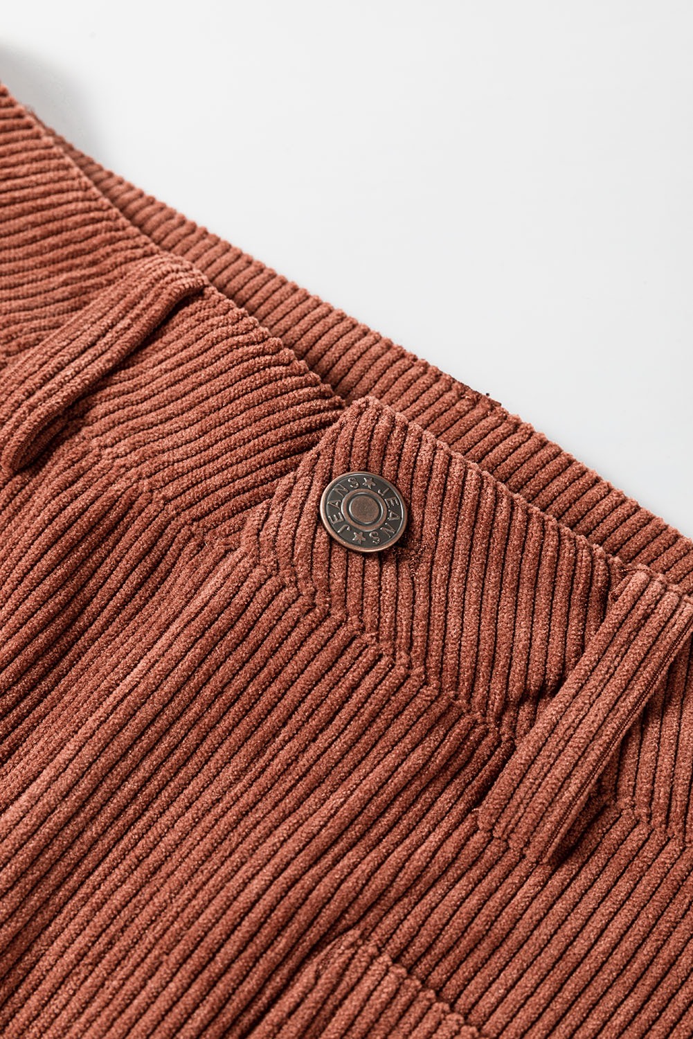 Brown High Waist Square Pockets Corduroy Pants view 9