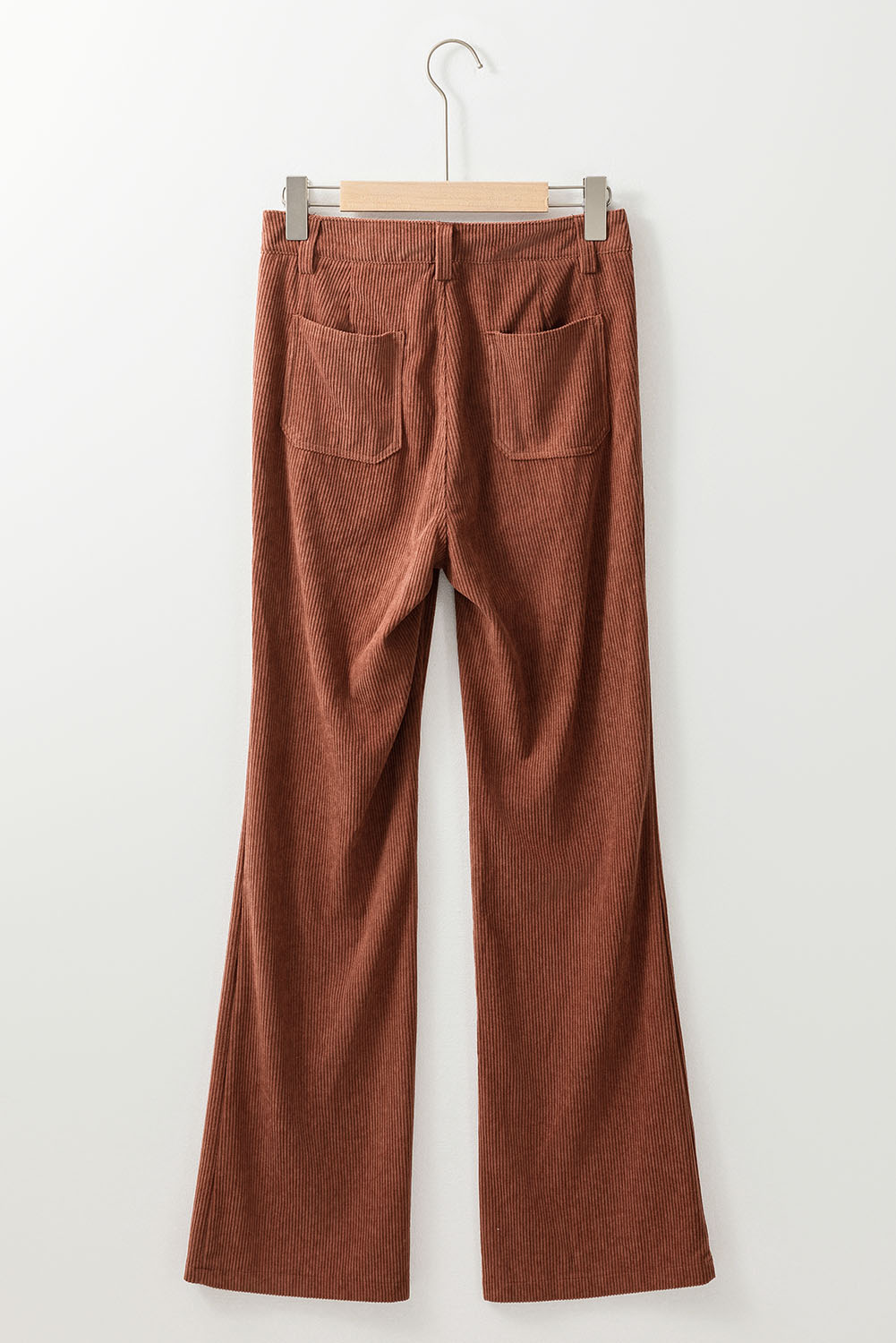 Brown High Waist Square Pockets Corduroy Pants view 4