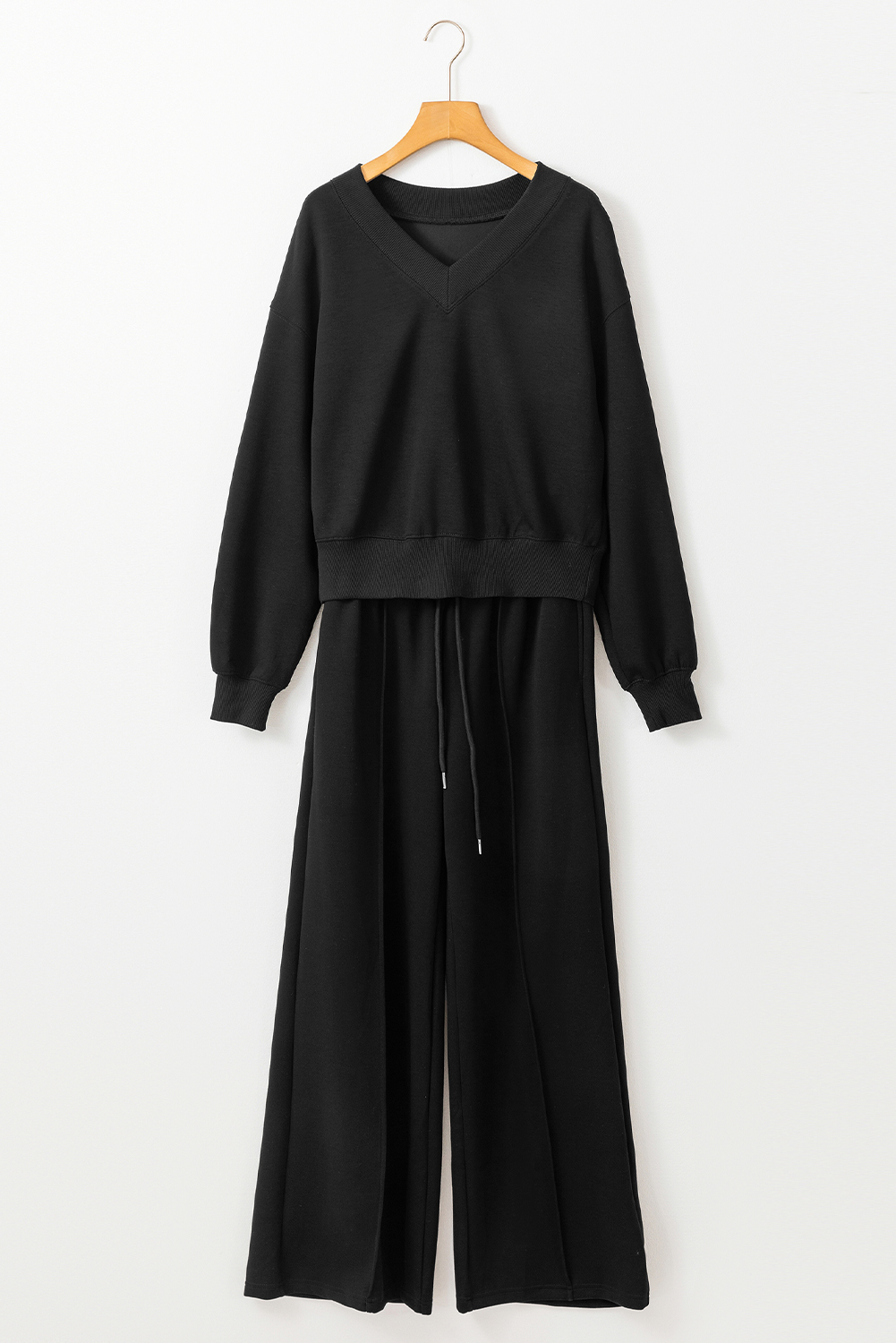Black V Neck Cropped Seamed High Waist Sports Wear view 8