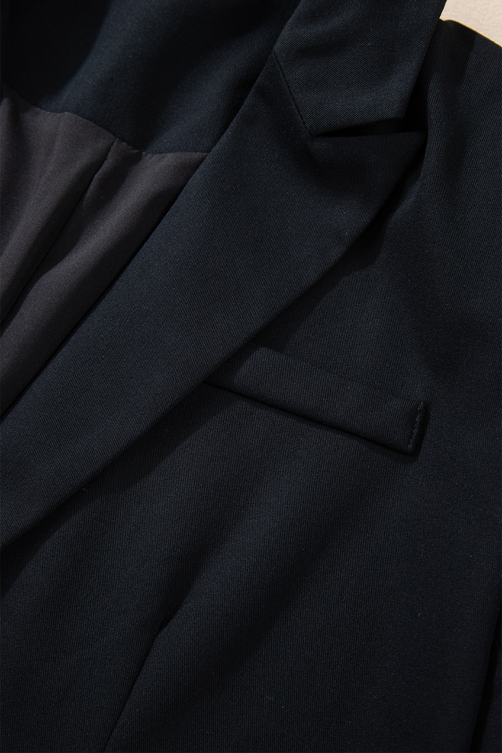Black Lapel Flap Pocket Buttoned Blazer view 13