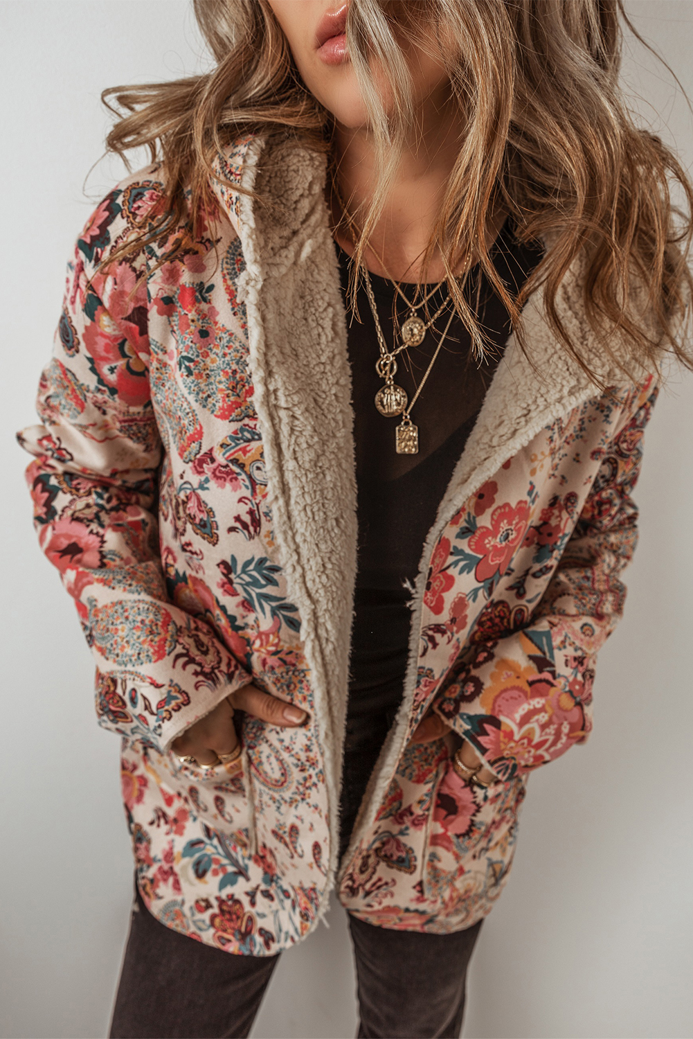 Buffalo Bloom Rainstorm Unisex Sherpa Lined Hooded Coat