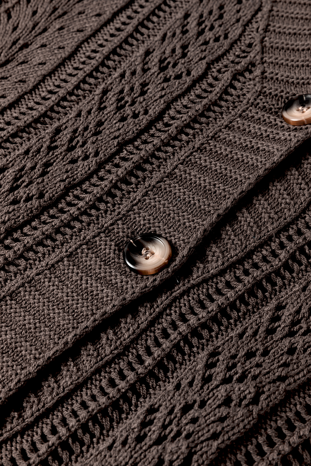 Dark Khaki Open Knit Drop Shoulder Sweater Cardigan view 7