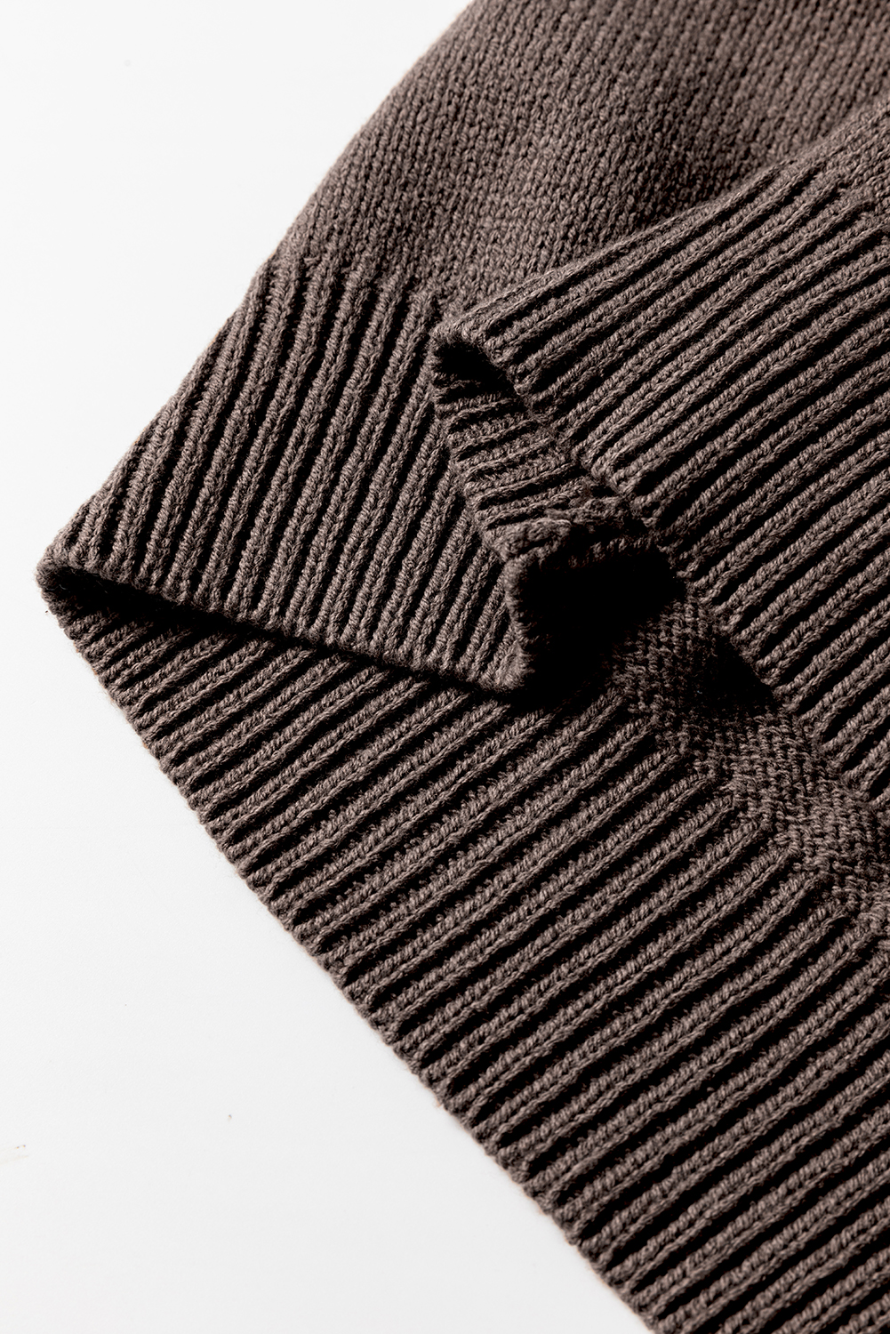 Dark Khaki Open Knit Drop Shoulder Sweater Cardigan view 9