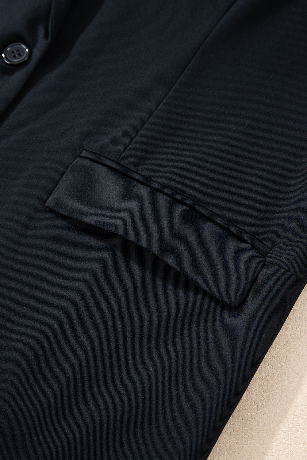 Black Lapel Flap Pocket Buttoned Blazer view 11