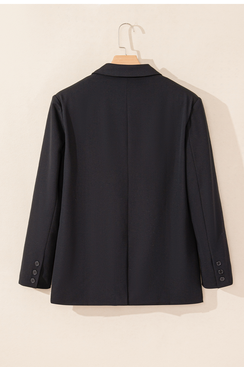 Black Lapel Flap Pocket Buttoned Blazer view 7