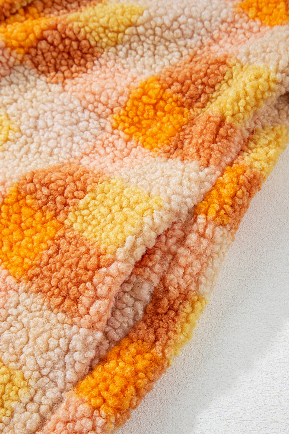 Orange Checkered Sherpa Hooded Jacket view 14