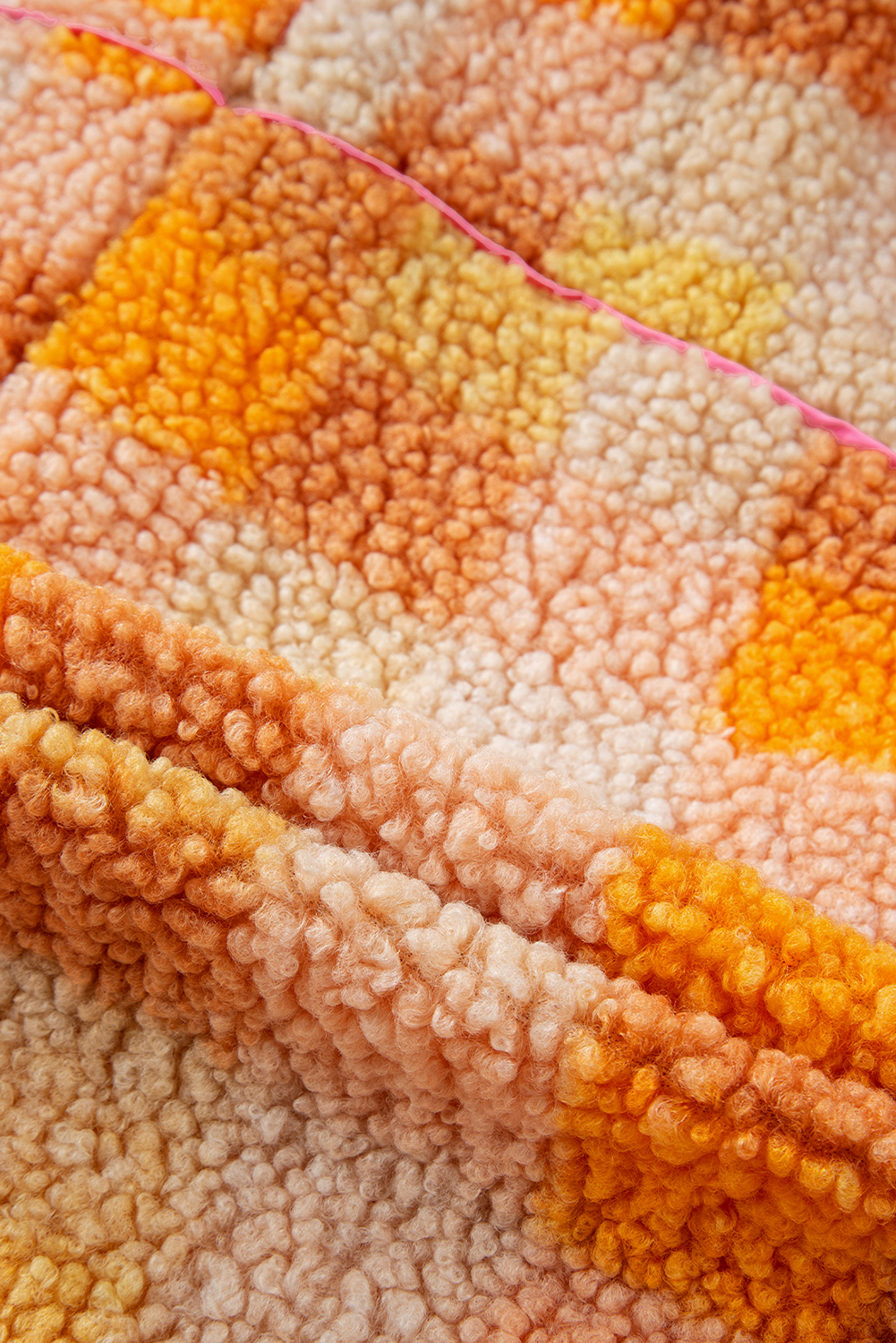 Orange Checkered Sherpa Hooded Jacket view 17