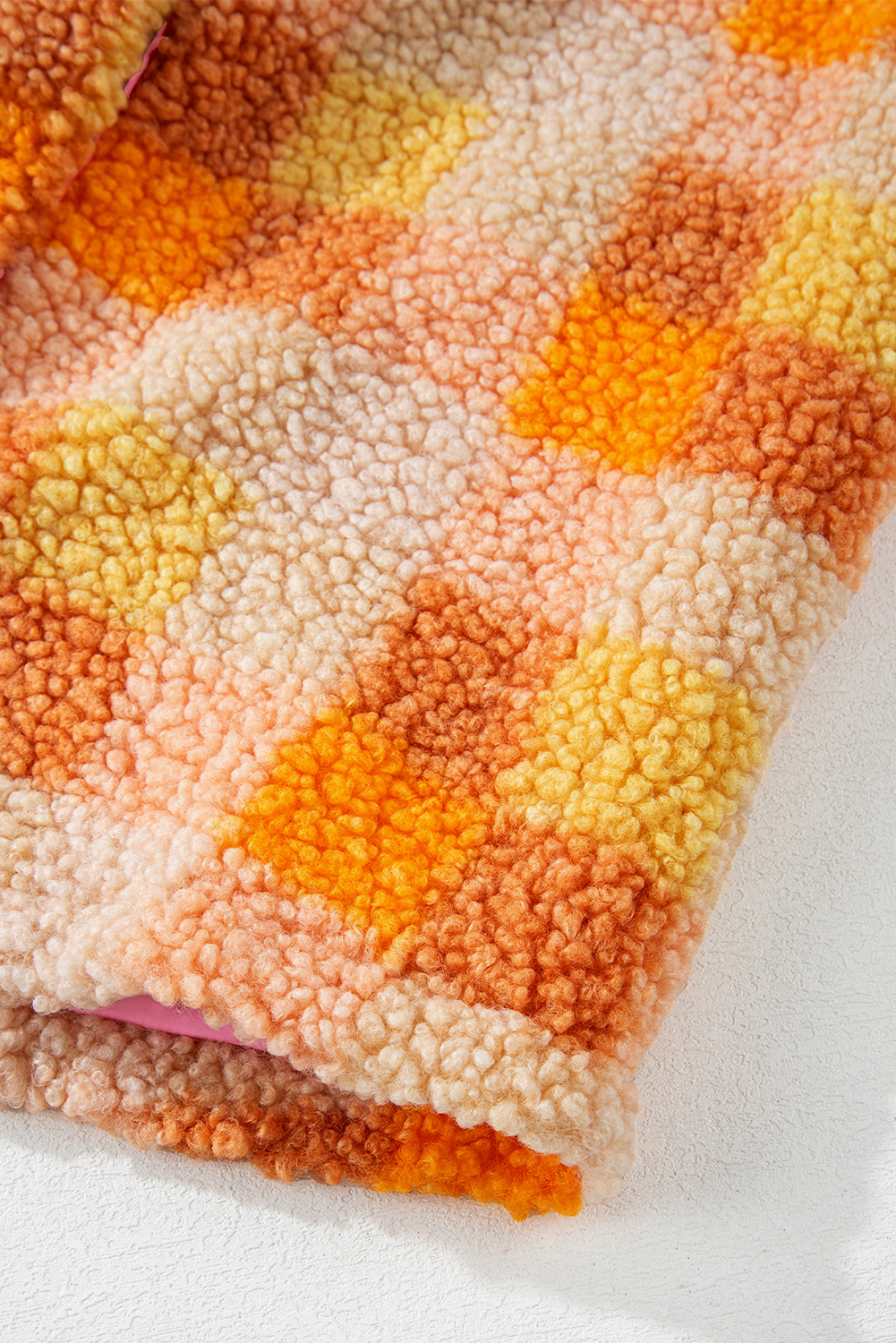 Orange Checkered Sherpa Hooded Jacket view 13